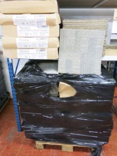 Approx 15 Boxes & Pallet Containing Total Approx 650 x Tessera Heavy Duty Beige/Blue/Green Fleck Office Carpet Tiles with Felt & Foam Back. Size 460 x 460 x 8mm (As Viewed).