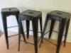 3 x Black Painted Metal Stacking Stools. H77cm. - 2