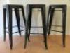 3 x Black Painted Metal Stacking Stools. H77cm. - 3