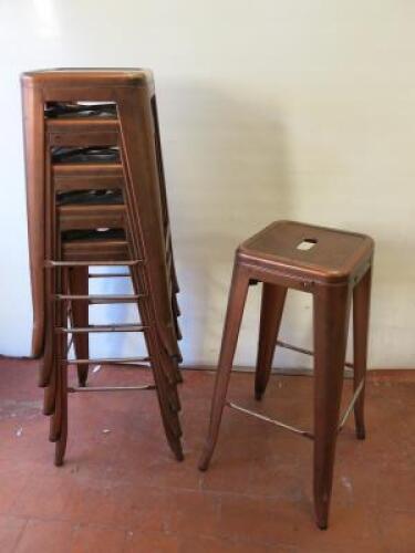 6 x Copper Effect Metal Stacking Stools. H77cm.