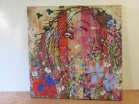 Canvas Print with Lady in Flowers. Size 120 x 120cm.