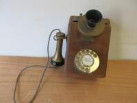 Vintage Style Wall Mounted Wooden Phone with Receiver.