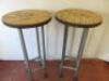 2 x Wooden Topped Rustic High Table with Scaffold Design Base. H110 x D57cm. - 2