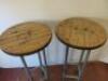 2 x Wooden Topped Rustic High Table with Scaffold Design Base. H110 x D57cm. - 4