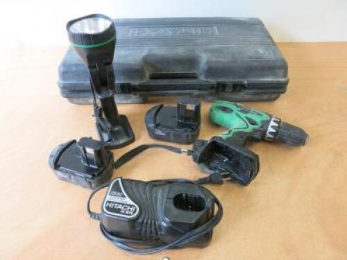 Hitachi Koki Cordless Driver Drill Set to Include: 1 x 18v Cordless Driver Drill, Model DS 18DVF3, 1 x UB 18D Torch, 1 x Battery Charger, 2 x 18v Batteries & Carry Case. Requires English Plug Attachment.