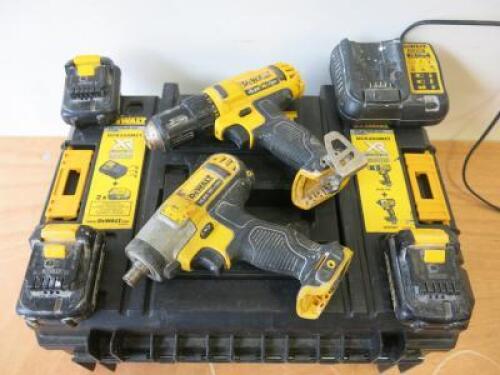 DeWalt DCK226M2T Lithium Ion Cordless Drill Set in Case with 1 x Screw driver, 1 x Impact Driver, 3 x 10.8v Batteries & Charger.