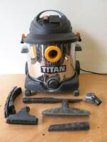 Titan Wet & Dry Vacuum Cleaner, Model TTB430VAC. Comes with Hose & Attachments (As Viewed/Pictured).