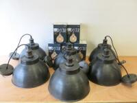 6 x Black Brushed Metal Lights with Copper Effect Inners. Comes with 5 x Diall Décor Amber Glass LED Bulb (E27)