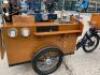 Coffee Bike Point of Sale, Electric Tricycle in Wood with Fold Out Shelf & Canopy. Consisting of Francino 2 Group LPG Coffee Machine, S/N 286411016 (2016) with Francino Coffee Grinder, Cup Dispenser, Knock Box, Cash Drawer, Sink & Tap. Fitted Battery & In - 24