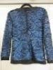 Black Sapote Mayfair Ladies Blue/Black Round Neck Textured Coat with Zip Front. Size S. RRP &pound;515. - 2