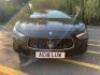 AE18 LUW: Maserati Ghibli DV6, 4 Door Saloon in Black. Automatic, Diesel, Mileage 35,896, First MOT Required. Black Leather Interior. Comes with 2 Keys, Manuals and Service Book with 3 Stamps, No V5.CONDITION REPORT: Front near side wing & passenger door - 4