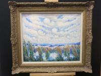 Norman Lloyd 'Pond Reads Under a Cloudy Sky' Oil on Canvas, Signed by the Artist in Gilt Frame 79 x 69cm.