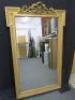 19th Century French Overmantel Gilt & Gesso Mirror with Baded Frame and Ribbon Crest Detail to Top. Size 94 x 149cm.
