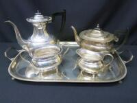 EPNS Tea & Coffee Pot with Milk & Cream Jugs on Tray.