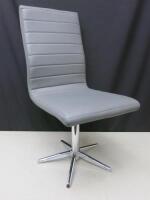 Grey Faux Leather Office Swivel Chair on Chrome Base.