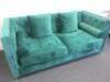 2 Seater Sofa, Upholstered in Emerald Chenille Material with Silver Coloured Studs. Comes with 2 Square & 2 Cylindrical Matching Cushions. Size H79cm x W180cm x D83cm. - 2
