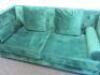 2 Seater Sofa, Upholstered in Emerald Chenille Material with Silver Coloured Studs. Comes with 2 Square & 2 Cylindrical Matching Cushions. Size H79cm x W180cm x D83cm. - 3