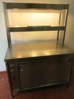 Stainless Steel 2 Door Warming Cupboard with 2 Shelf Heated Serve Over & Vogue Ticket Holder. Size H165cm x W120cm x D70cm.