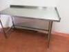 Stainless Steel Prep Table with Part Splash Back & Adjustable Feet. Size H90cm x W155cm x D70cm. - 3