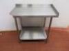 Stainless Steel Prep Table with Part Splash Back, Shelf Under & Adjustable Feet. Size H90cm x W100cm x D65cm.