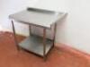 Stainless Steel Prep Table with Part Splash Back, Shelf Under & Adjustable Feet. Size H90cm x W100cm x D65cm. - 2