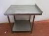 Stainless Steel Prep Table with Part Splash Back, Shelf Under & Adjustable Feet. Size H90cm x W66cm x D90cm. - 2