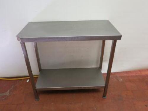 Stainless Steel Prep Table with Shelf Under & Adjustable Feet. Size H80cm x W90cm x D44cm.