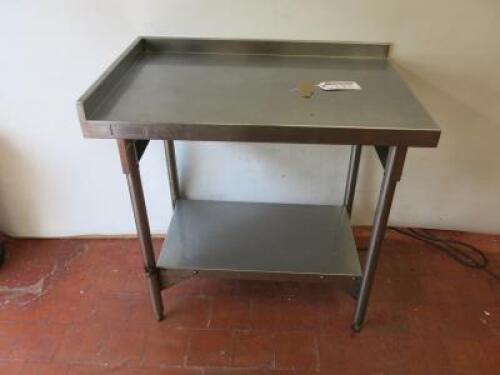 Stainless Steel Prep Table with Part Splash Back & Shelf Under. Size H86cm x W89cm x D59cm.