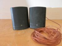 Pair of Small Speakers with Speaker Wire. (As Viewed/Pictured).