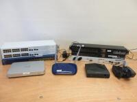 Quantity of Assorted Switches to Include: 2 x 3COM Baseline Switch 2226, 2 x Mikro Tik Routerboard RB201 with Power Supplies, 1 x ADVA Network FSP150CP, 1 x Network Switch FS728TP, 1 x Cisco Router SPA122 with Power Supply, 1 x TP-Link Modem Router, 1 x C