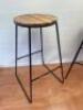 2 x Wooden Seat Bar Stools with Metal Legs. H70cm. - 2