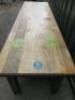 Wooden Top Dining Table on Metal Frame with 5 Heavy Grey Box Metal Legs, Size H75cm x W300cm x D85cm. - 6