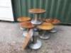 7 x Metal Frame Coffee Tables with Round Wooden Tops & Heavy Metal Bases, Size H45cm x Dia 60cm.