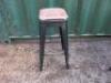 6 x Black Metal Pressed Stacking Stool with Brown Faux Leather Padded Seat. Size H78cm x W30cm x D30cm. - 4