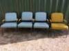 4 x Warings Furniture Metal Framed Arm Chairs to Include: 3 x Blue & 1 x Mustard, Size H85cm x W68cm x D66cm.