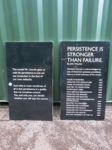 "Persistence is Stronger Than Failure" Pair of Sign Written Doors, Size H122cm x W70cm xD4cm.