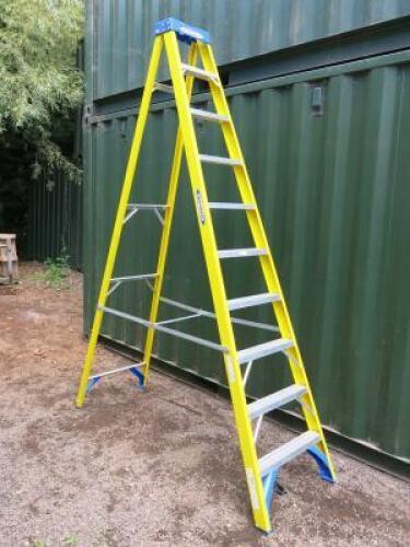 Werner 10 Tread Swing Back Fibreglass Step Ladder, Max Capacity 150kg.