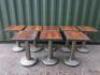 8 x Metal Frame Bar/Restaurant Tables with Square Wooden Tops & Heavy Metal Bases, Size H80cm x W50cm x D60cm.