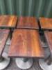 8 x Metal Frame Bar/Restaurant Tables with Square Wooden Tops & Heavy Metal Bases, Size H80cm x W50cm x D60cm. - 4