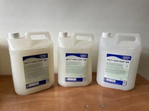 3 x Zenith 5 litre, Bacti Hand Soap 8A.