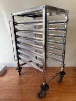 Vogue 7 Rack Mobile Trolley in Polished Stainless Steel. Size H90 x W39 x D55cm.