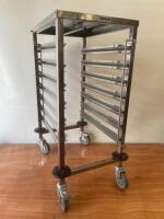 Vogue 7 Rack Mobile Trolley in Polished Stainless Steel. Size H90 x W39 x D55cm.