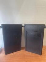 2 x Black Rubbermaid Slim Jim Waste Bin.