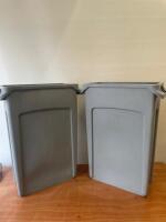 2 x Grey Rubbermaid Slim Jim Waste Bin.