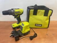 Ryobi 18v Hammer Drill Driver with 2 x Lithium Batteries, Charger & Carry Bag. Model R18PD3.