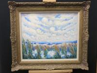 Norman Lloyd 'Pond Reads Under a Cloudy Sky' Oil on Canvas, Signed by the Artist in Gilt Frame 79 x 69cm.