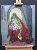 France Eude 'Mother & Child', Signed by The Artist, Unframed. Size 54 x 65cm.
