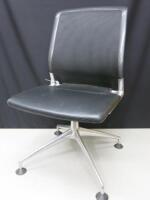 Vitra Meda Conference Chair, Upholstered in Black Leather with Mesh Back on 4 Spoke Metal Base.