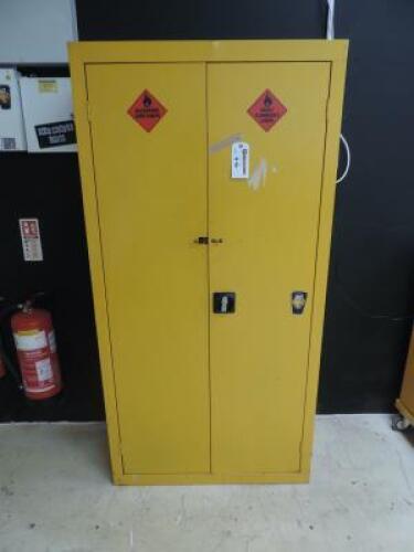 COSHH Metal Yellow 2 Door Cabinet with 3 Shelves. Size H184cm x W92cm x D45cm.