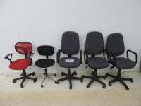 5 x Assorted Style Office Swivel Chairs.